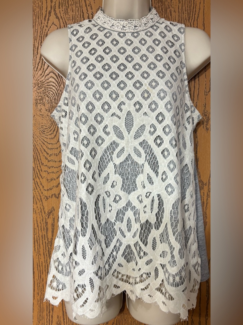 Rewind White Crochet Lace Overlay Tank